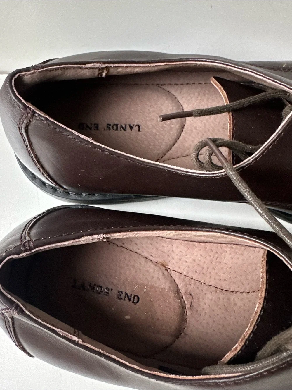 Lands' End Men's Brown Leather Lace-Up Moc Toe Oxford Dress Shoes Size 8D